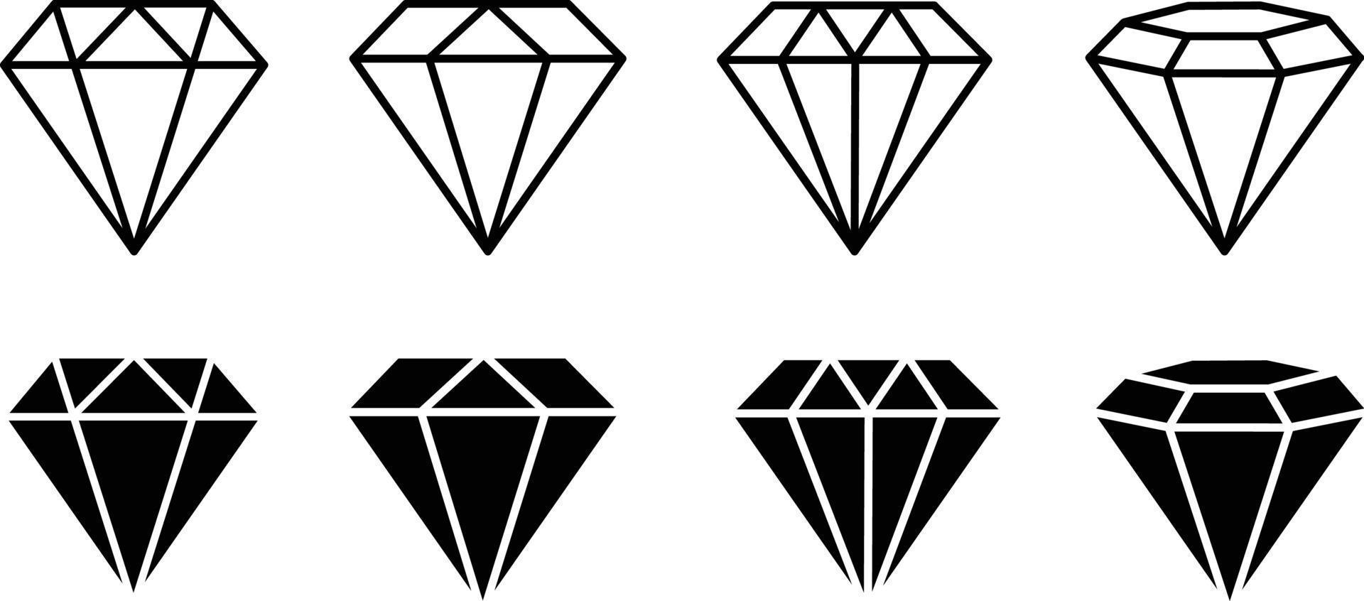 uppsättning diamanter ikonen isolera på vit bakgrund. vektor