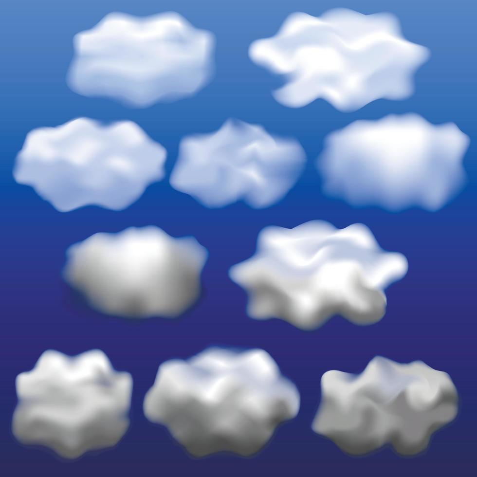 wolken isoliertes mockup-set, realistischer stil vektor
