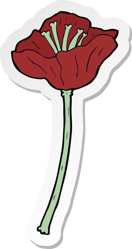 klistermärke av en tecknad blomma vektor
