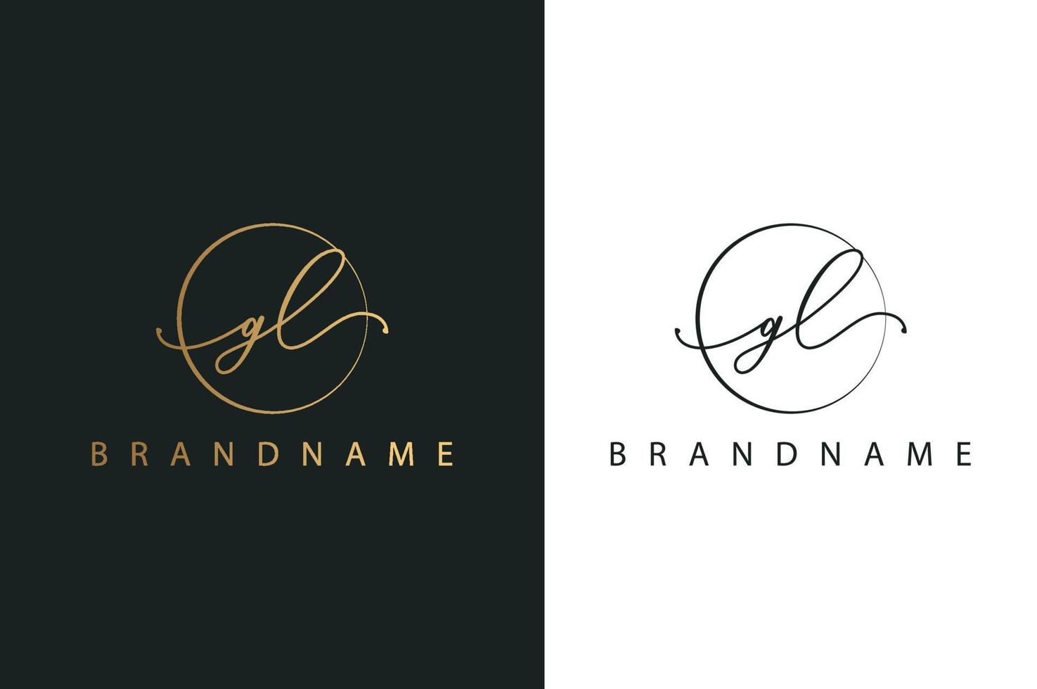 gl gl handgezeichnetes Logo der Erstunterschrift, Mode, Schmuck, Fotografie, Boutique, Skript, Hochzeit, florale und botanische kreative Vektor-Logo-Vorlage für jedes Unternehmen oder Geschäft. vektor