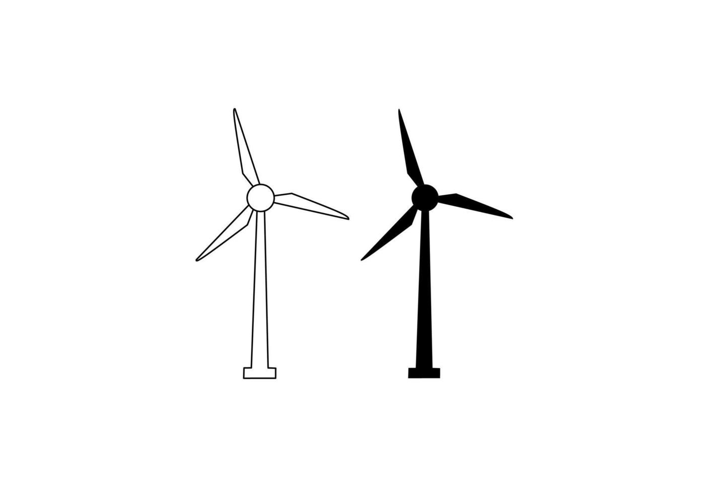Silhouette Outlinr Windturbinen-Icon-Set isoliert auf weißem Hintergrund vektor