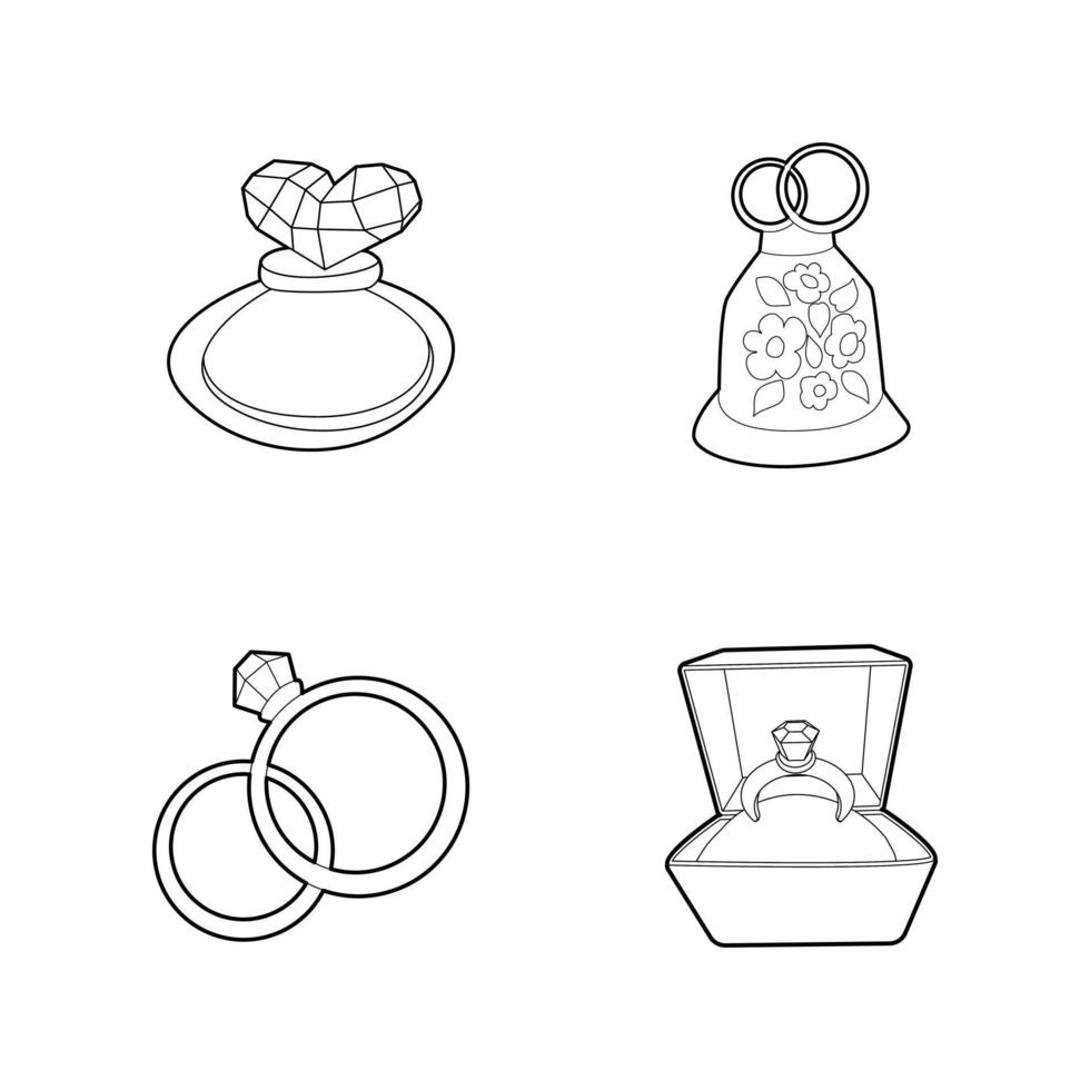 Ring-Icon-Set, Umrissstil vektor