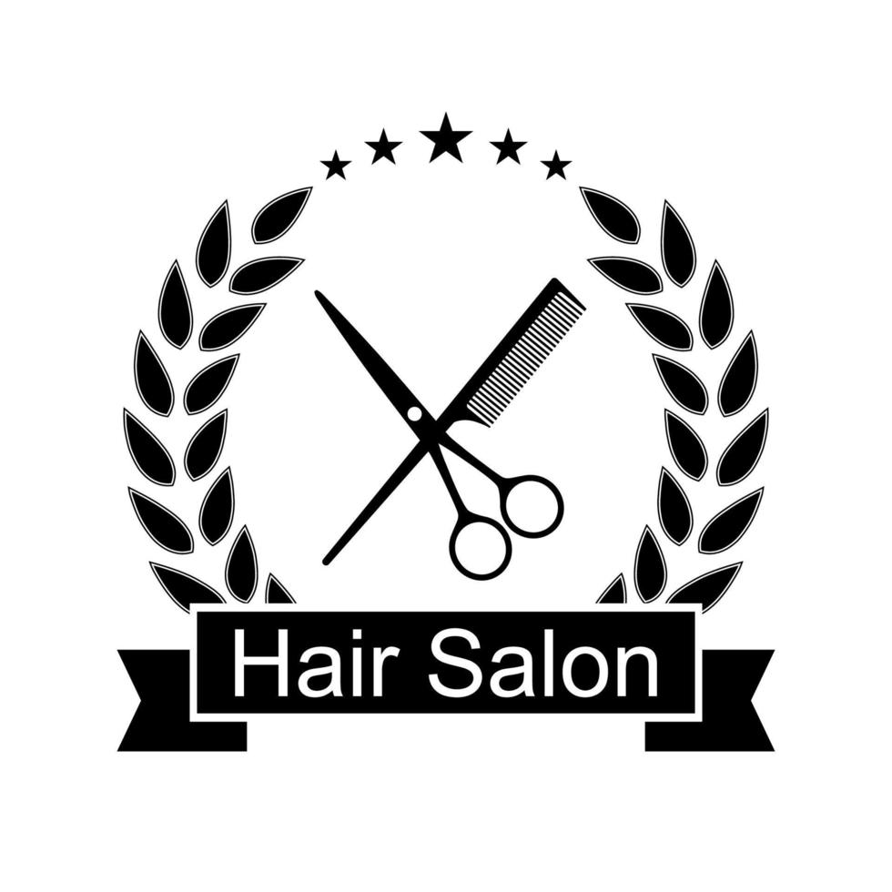 frisersalong logotyp design emblem. frisörsalong skylt vektor