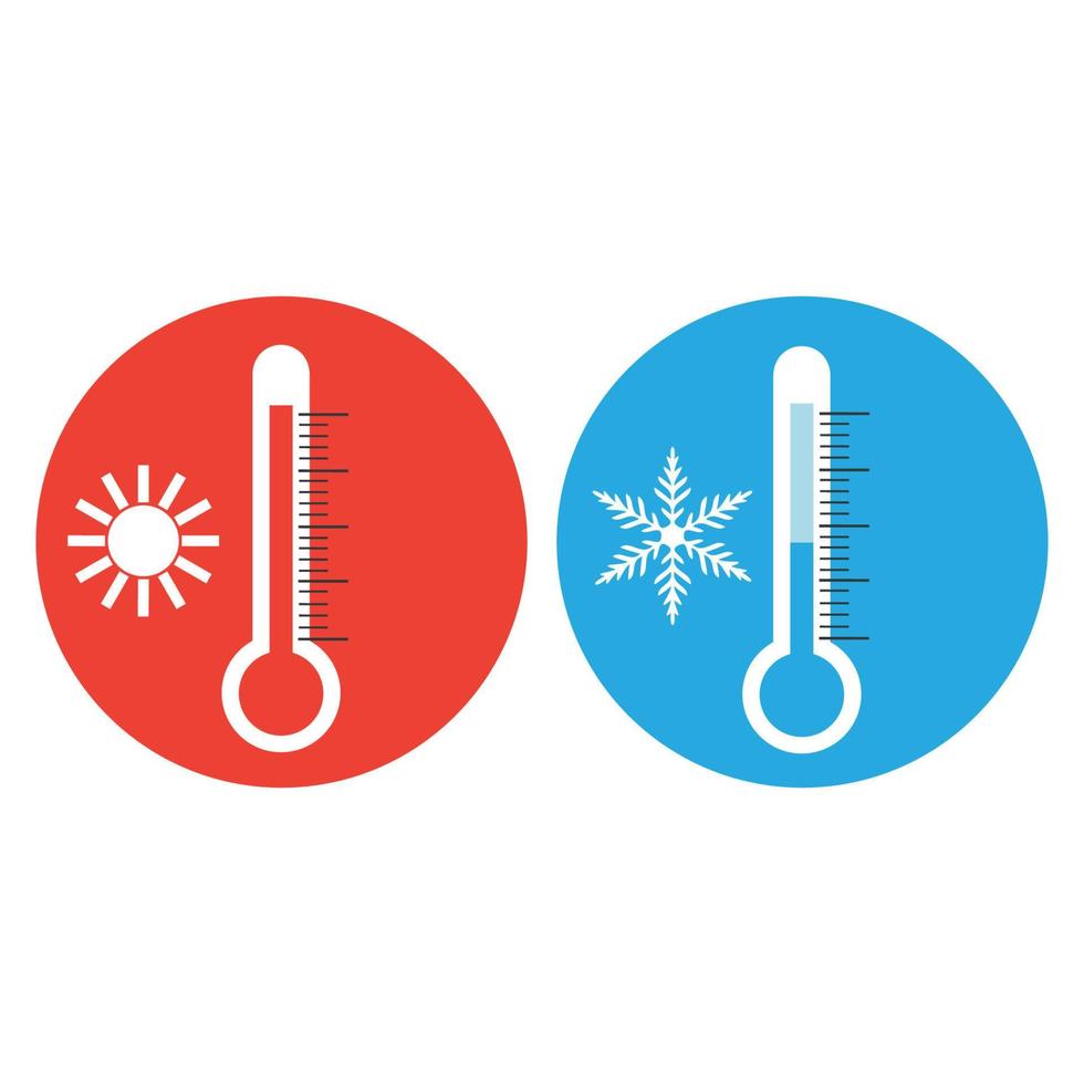 blå och röda platta termometerindikatorer för temperaturmätning vektor