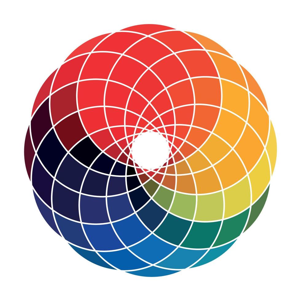kreisförmige Palette aller Farben des Regenbogens auf weißem Hintergrund - Vektor