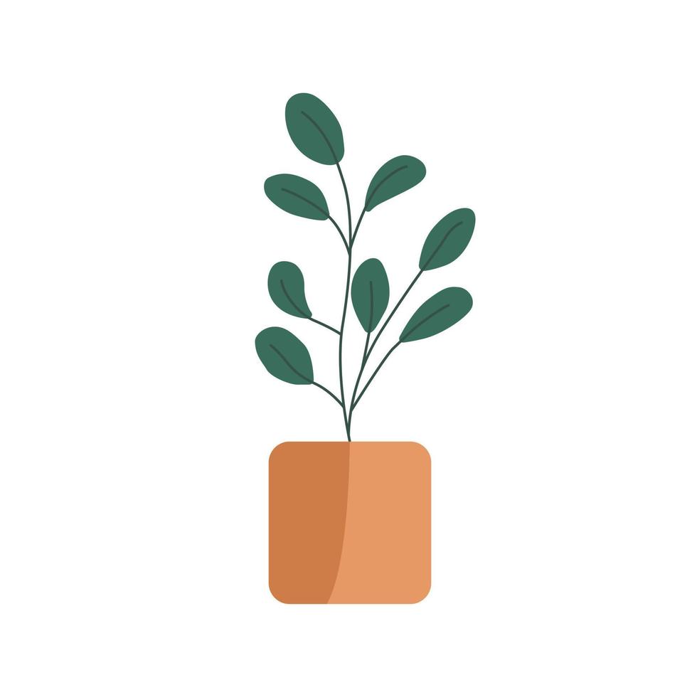 hand gezeichnete tropische pflanze in dekorativen topfpflanzen für haus- und bürovektorflache. Pflanzen Illustration isoliert auf weißem Hintergrund. vektor