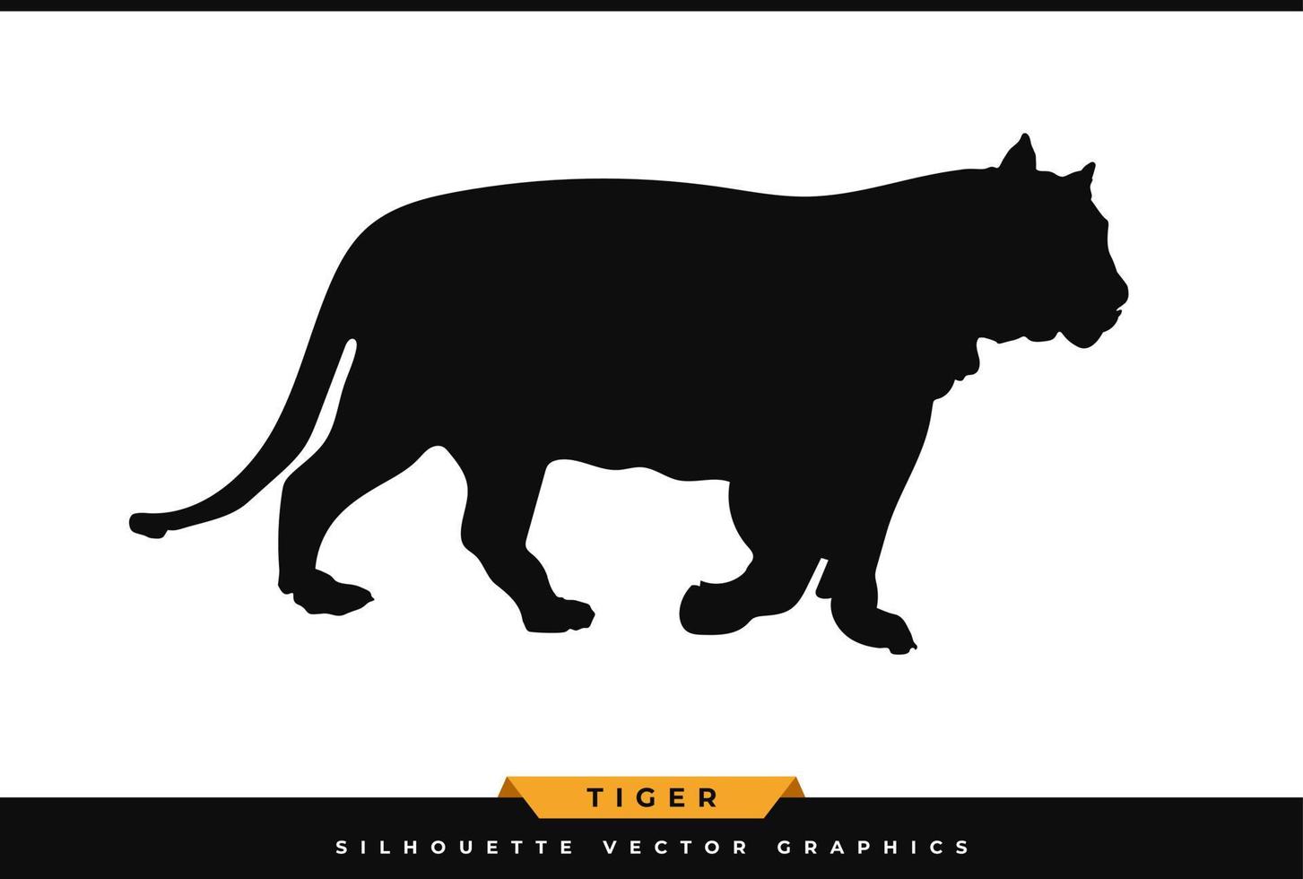 tiger silhuett vektor. walking tiger siluett. stor vild katt vektor svart illustration isolerad på vit bakgrund. vilda djur grafik, ikon, logotyp.