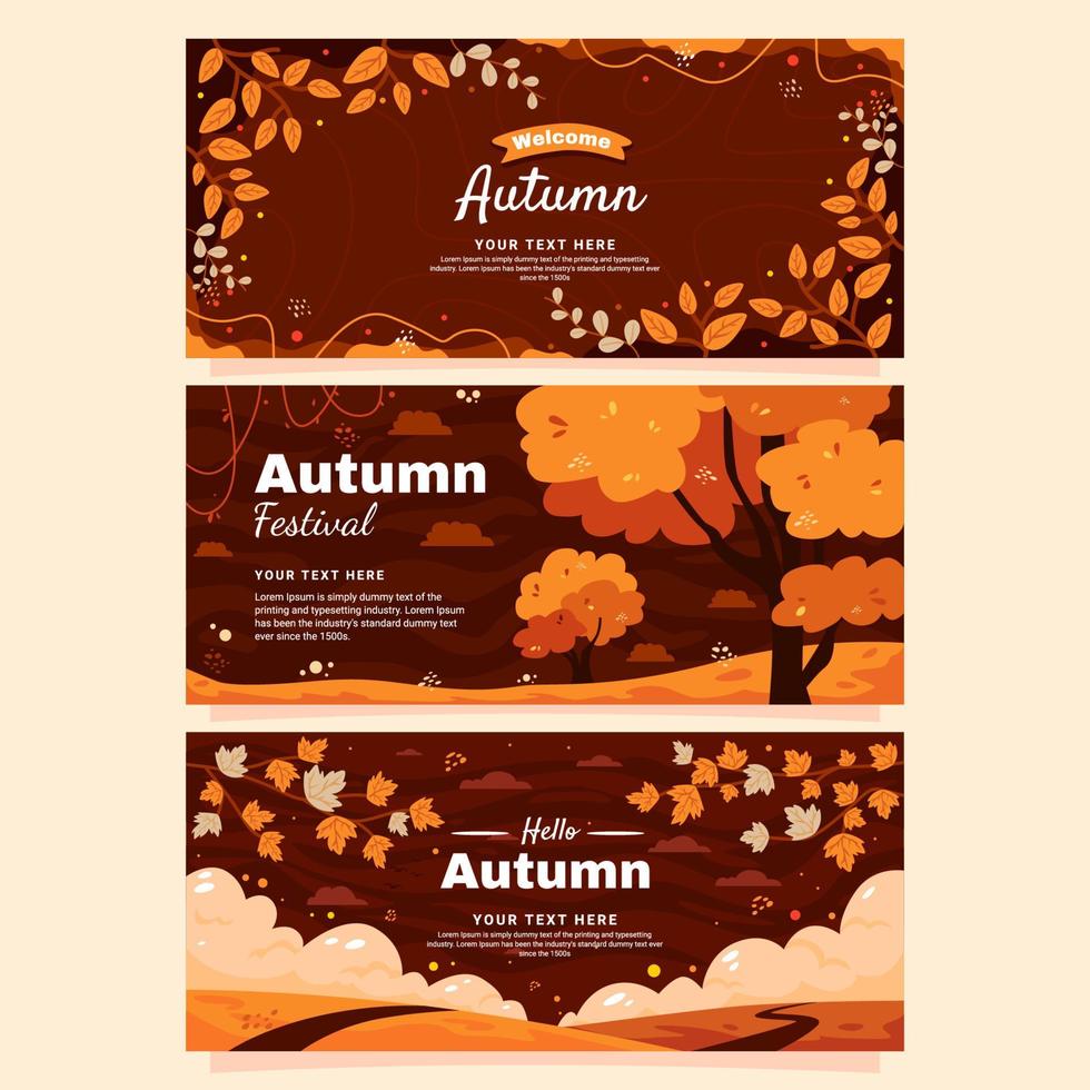 Herbst-Blumen-Banner-Set vektor