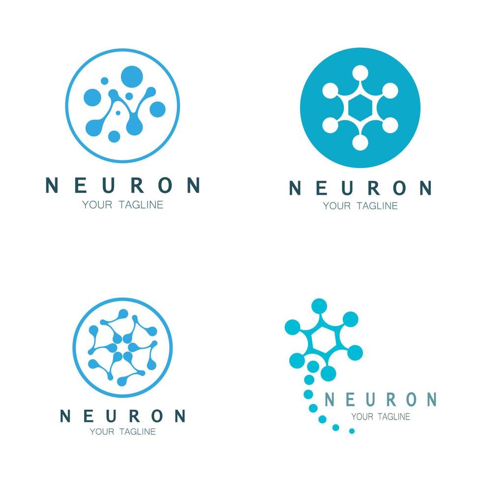 neuron logotyp eller nervcell logotyp design, molekyl logotyp illustration mall ikon med vektor koncept