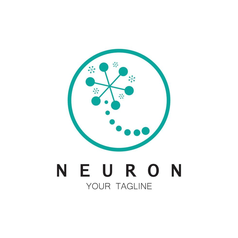 neuron logotyp eller nervcell logotyp design, molekyl logotyp illustration mall ikon med vektor koncept