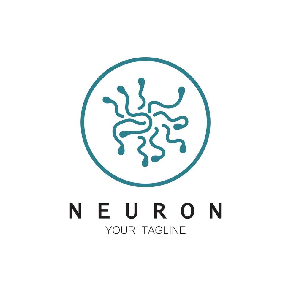 neuron logotyp eller nervcell logotyp design, molekyl logotyp illustration mall ikon med vektor koncept