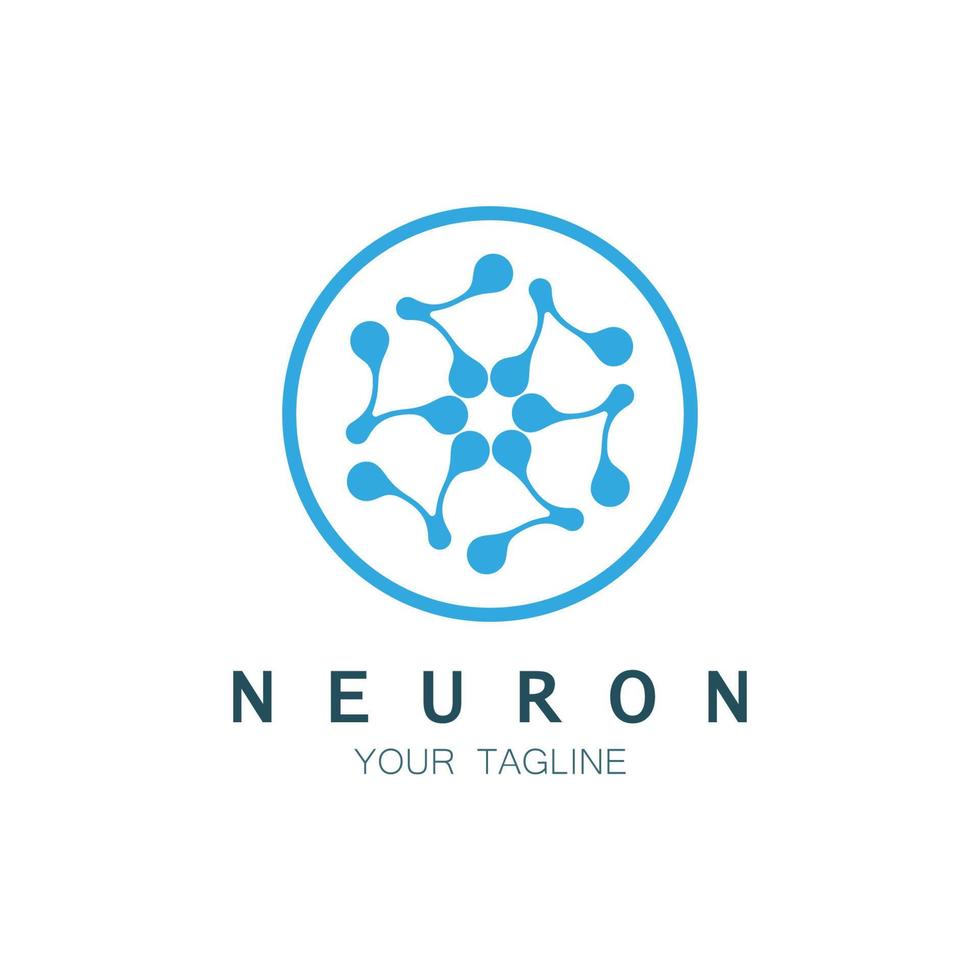 neuron logotyp eller nervcell logotyp design, molekyl logotyp illustration mall ikon med vektor koncept