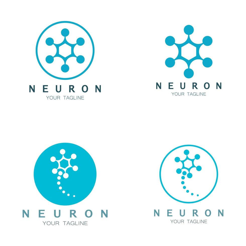 neuron logotyp eller nervcell logotyp design, molekyl logotyp illustration mall ikon med vektor koncept