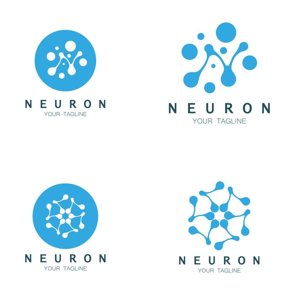 neuron logotyp eller nervcell logotyp design, molekyl logotyp illustration mall ikon med vektor koncept