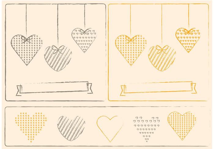 Sketchy Hearts och Valentine Ornament Vectors
