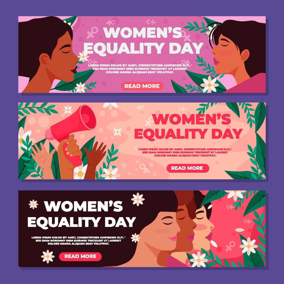 kvinnor jämställdhet dag banner set mall vektor