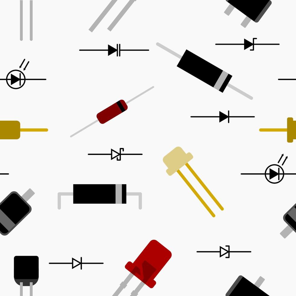 redigerbar vektor av diod illustration symbol seamless mönster för att skapa elektronisk eller elektrisk relaterad bakgrund