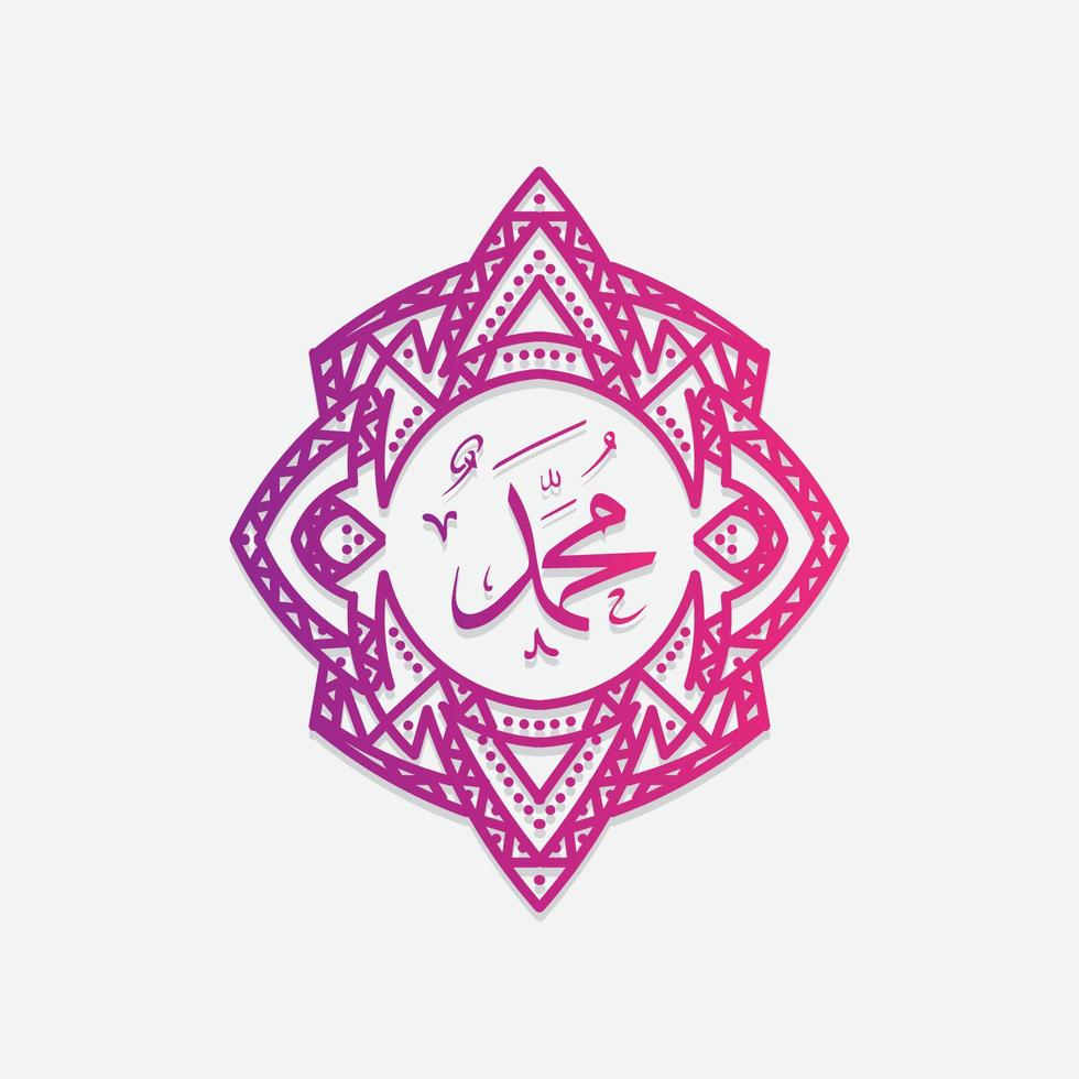 arabisk och islamisk kalligrafi av profeten Muhammed, frid vare med honom, traditionell och modern islamisk konst kan användas för många ämnen som mawlid, el-nabawi. översättning, profeten muhammed vektor