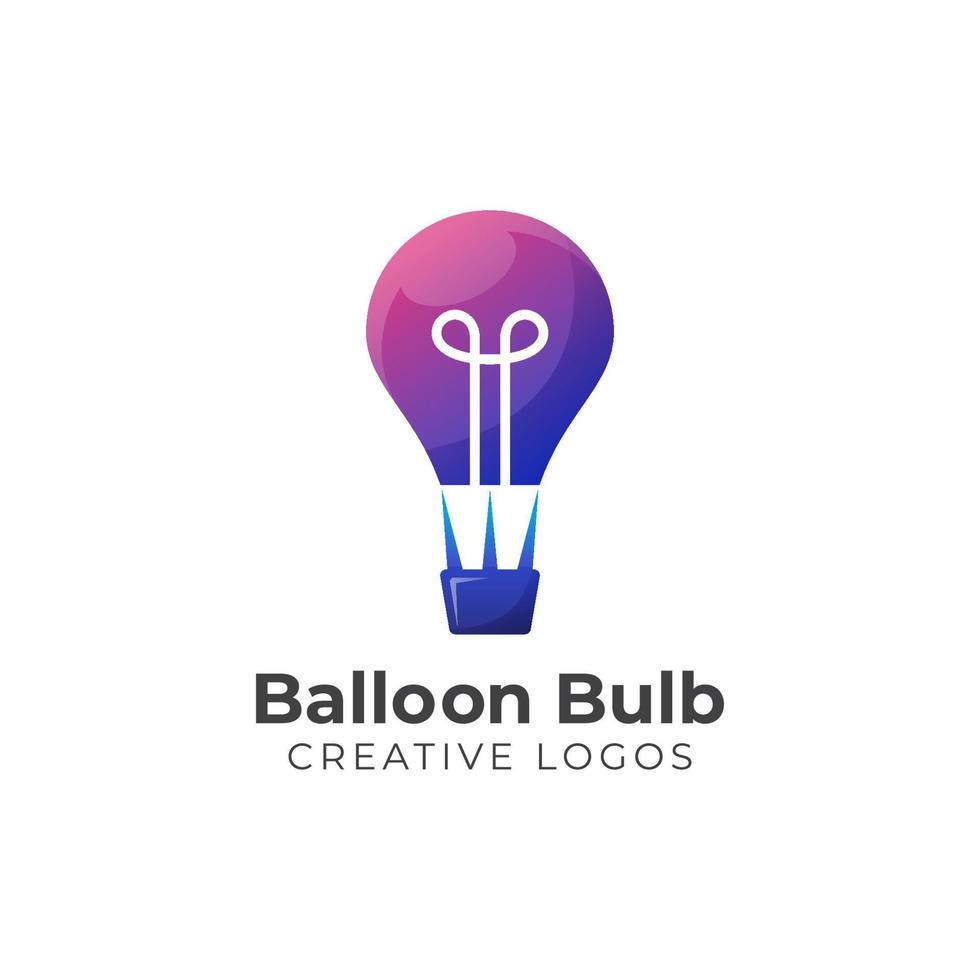 Farbverlauf-Logos von kreativem Ballon mit Glühbirnen-Symbol-Icon-Design vektor