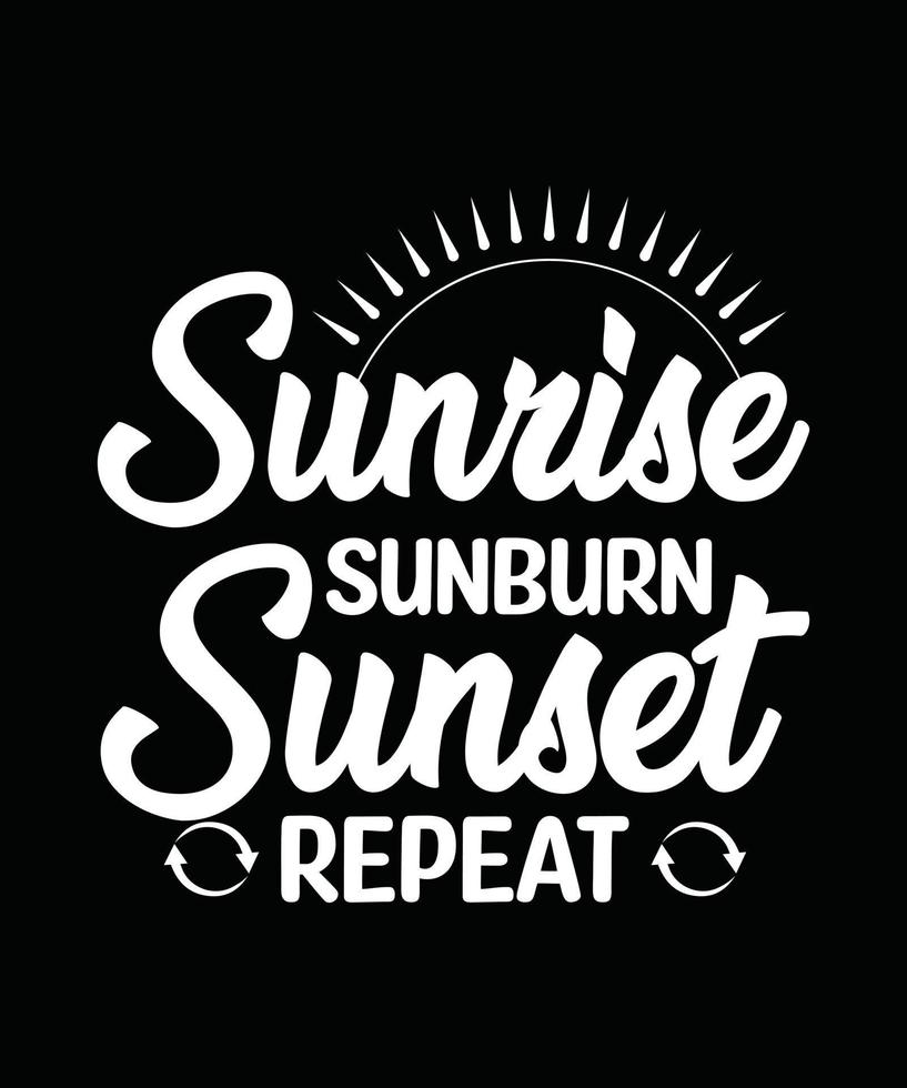 soluppgång solbränna solnedgång upprepa sommar t-shirt design vektor