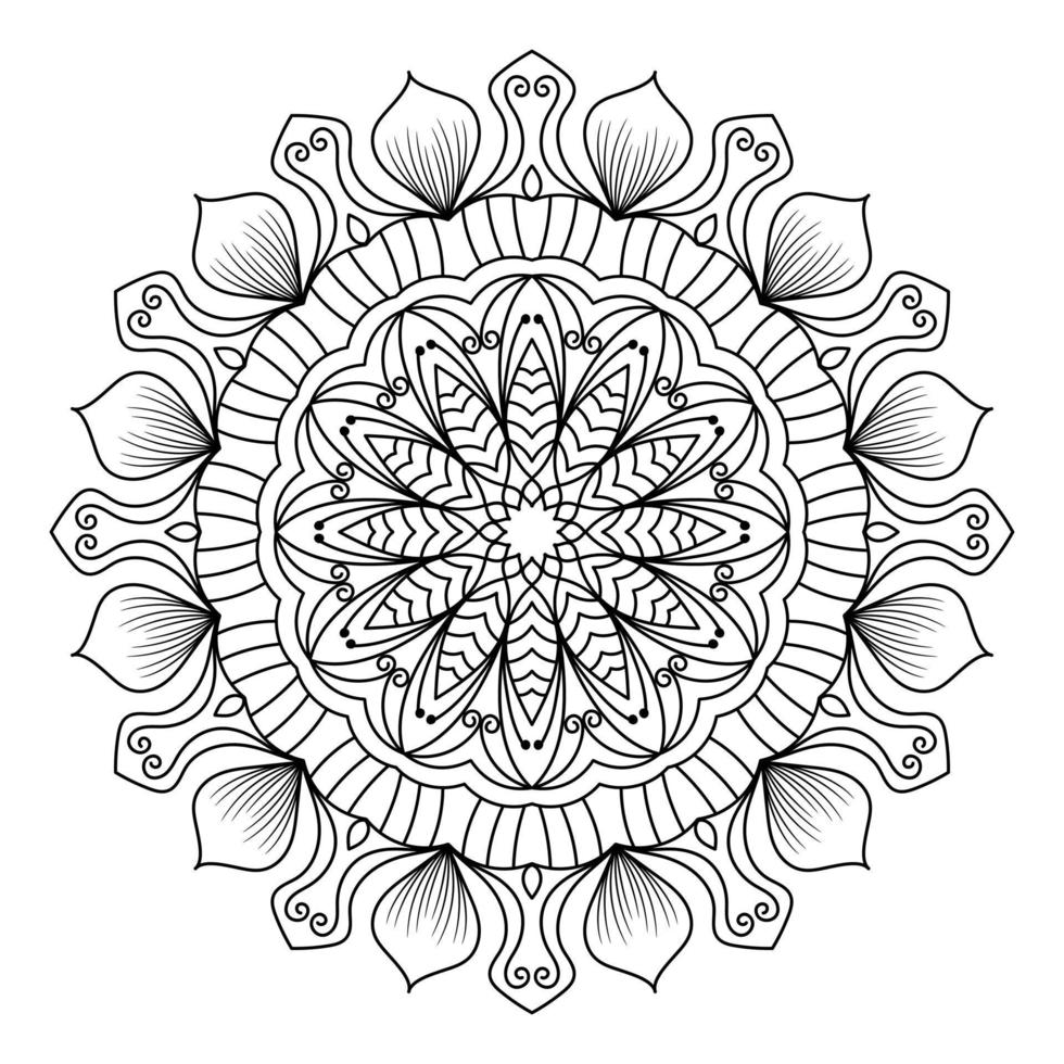 Mandala zum Ausmalen von Seiten, Mustern, schönen Mantras, islamischen Hintergründen, Hochzeitskarten, Dekorationsvorlagen und T-Shirt-Designs vektor