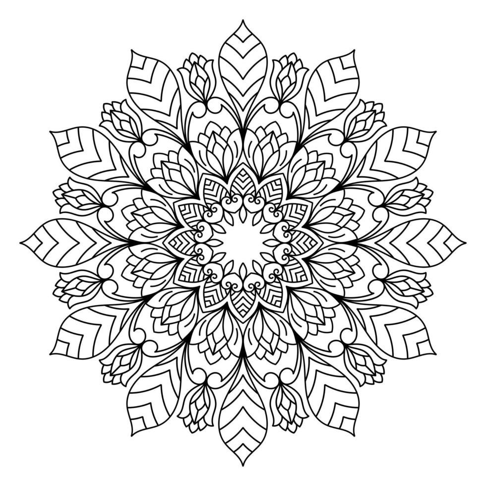 Mandala zum Ausmalen von Seiten, Mustern, schönen Mantras, islamischen Hintergründen, Hochzeitskarten, Dekorationsvorlagen und T-Shirt-Designs vektor