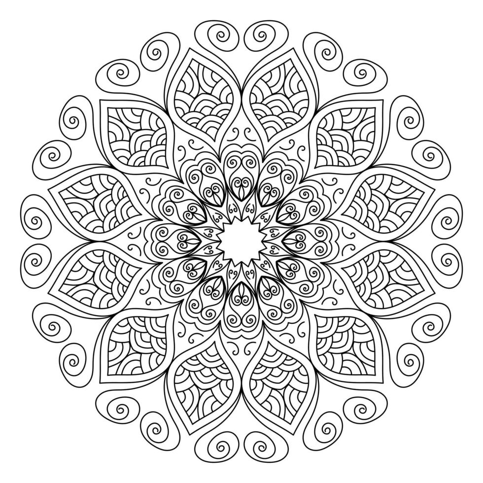 Mandala zum Ausmalen von Seiten, Mustern, schönen Mantras, islamischen Hintergründen, Hochzeitskarten, Dekorationsvorlagen und T-Shirt-Designs vektor