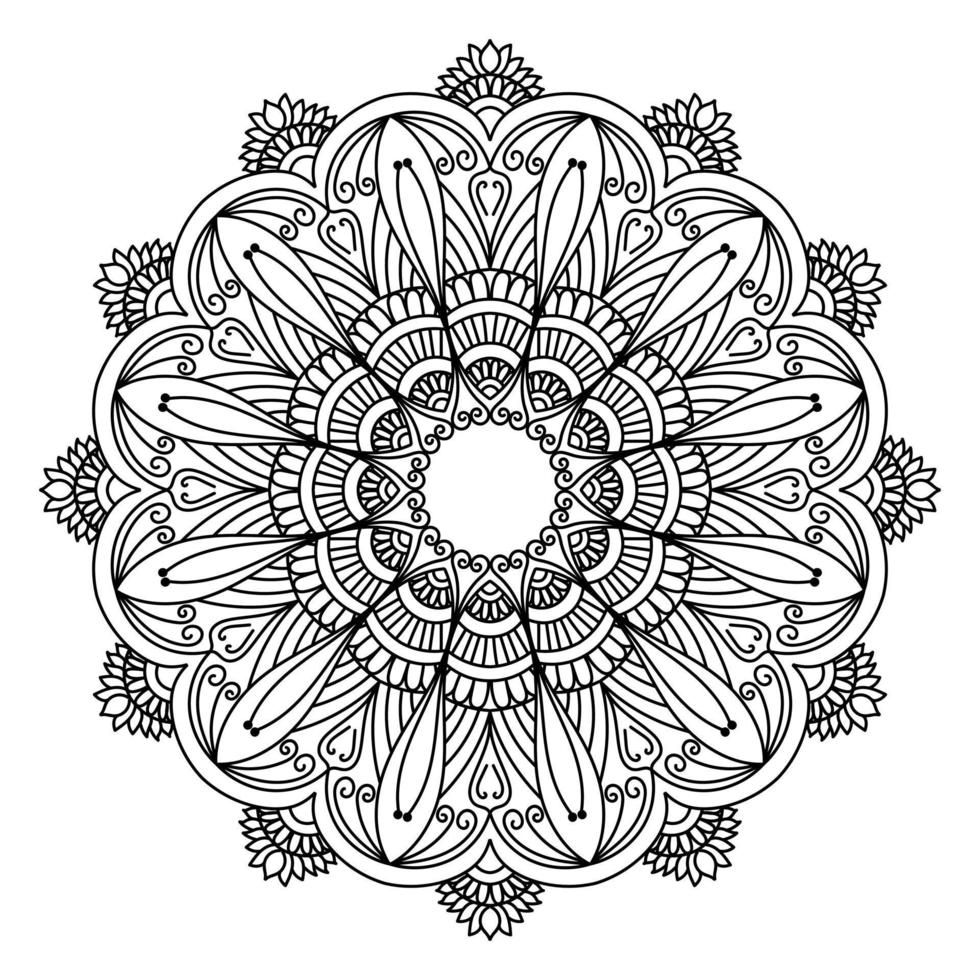 Mandala zum Ausmalen von Seiten, Mustern, schönen Mantras, islamischen Hintergründen, Hochzeitskarten, Dekorationsvorlagen und T-Shirt-Designs vektor