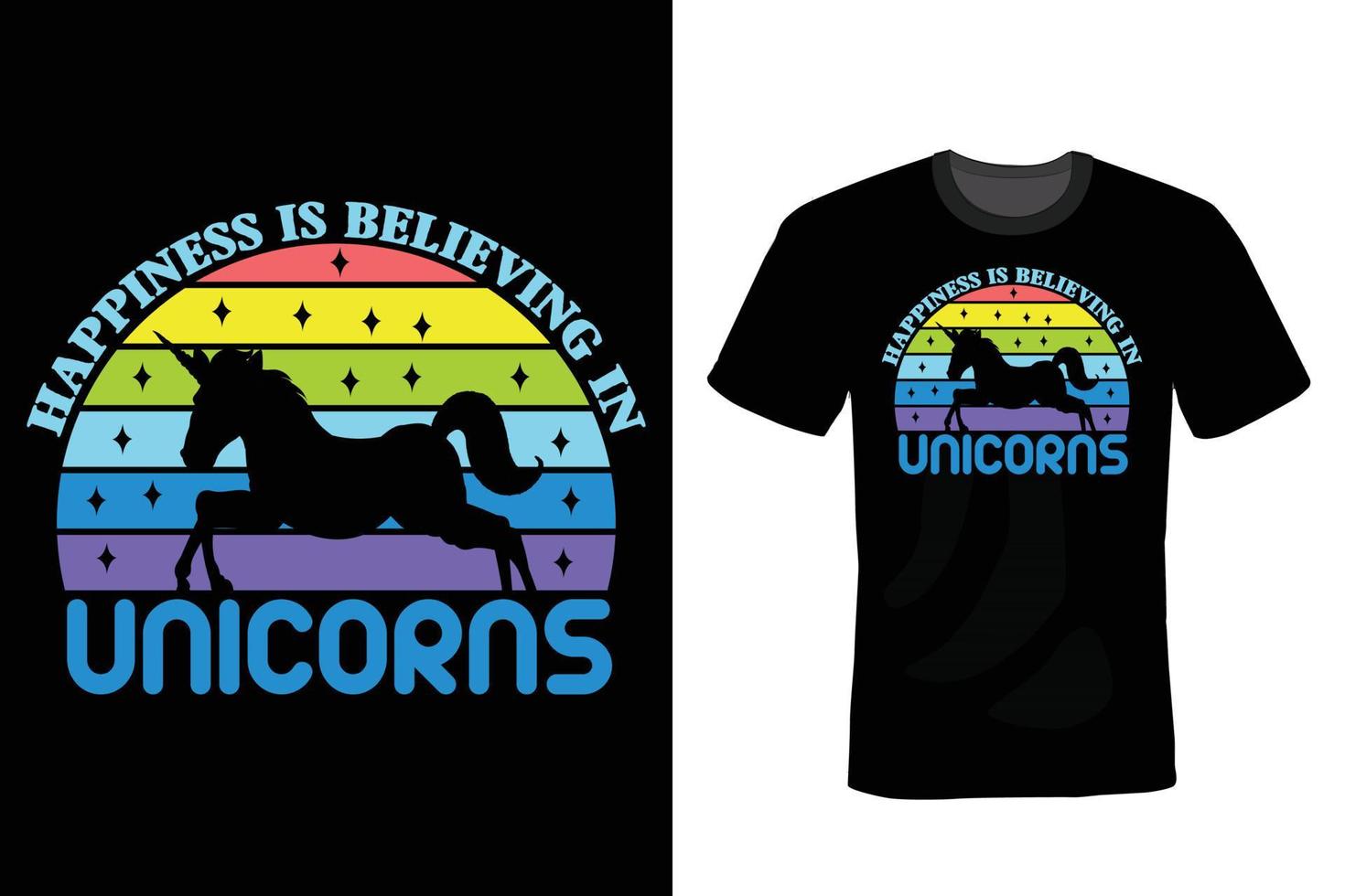 unicorn t-shirt design, vintage, typografi vektor