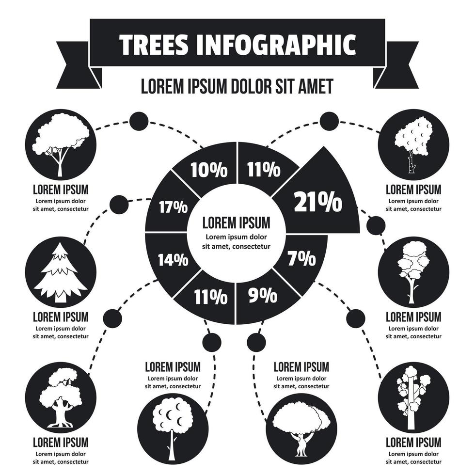 Bäume Infografik-Konzept, einfachen Stil vektor