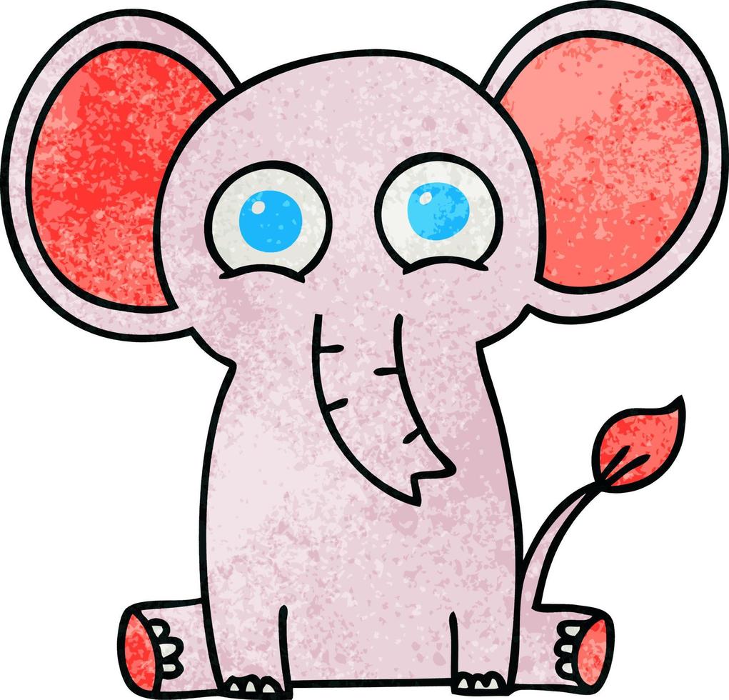 schrulliger handgezeichneter Cartoon-Elefant vektor