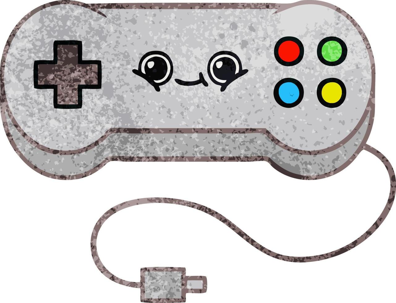 Retro-Grunge-Textur-Cartoon-Game-Controller vektor