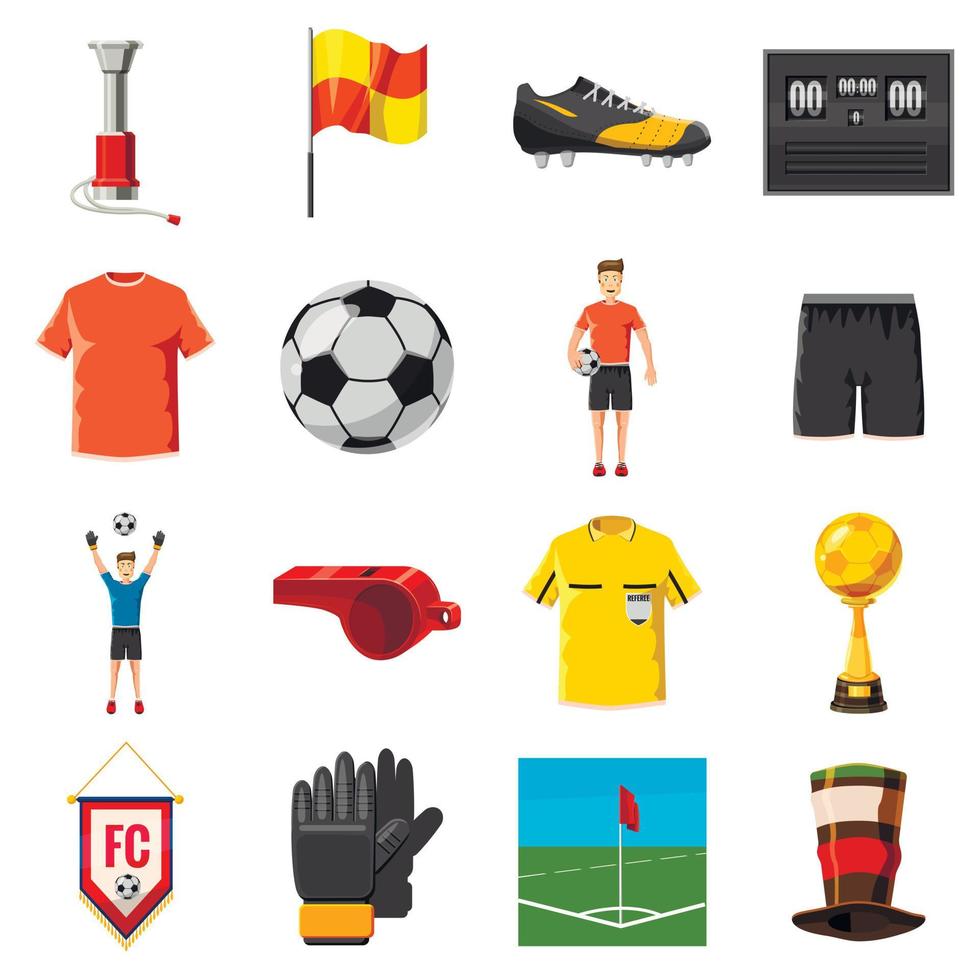 Fußball-Icons setzen Fußball, Cartoon-Stil vektor