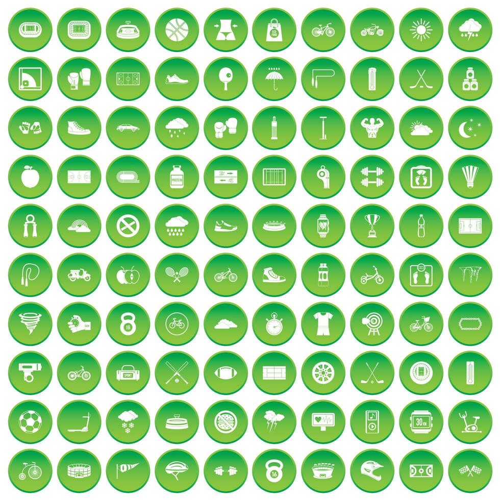 100 Fahrradsymbole setzen grünen Kreis vektor