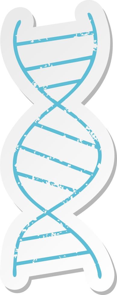 bedrövad klistermärke av en söt tecknad DNA-sträng vektor