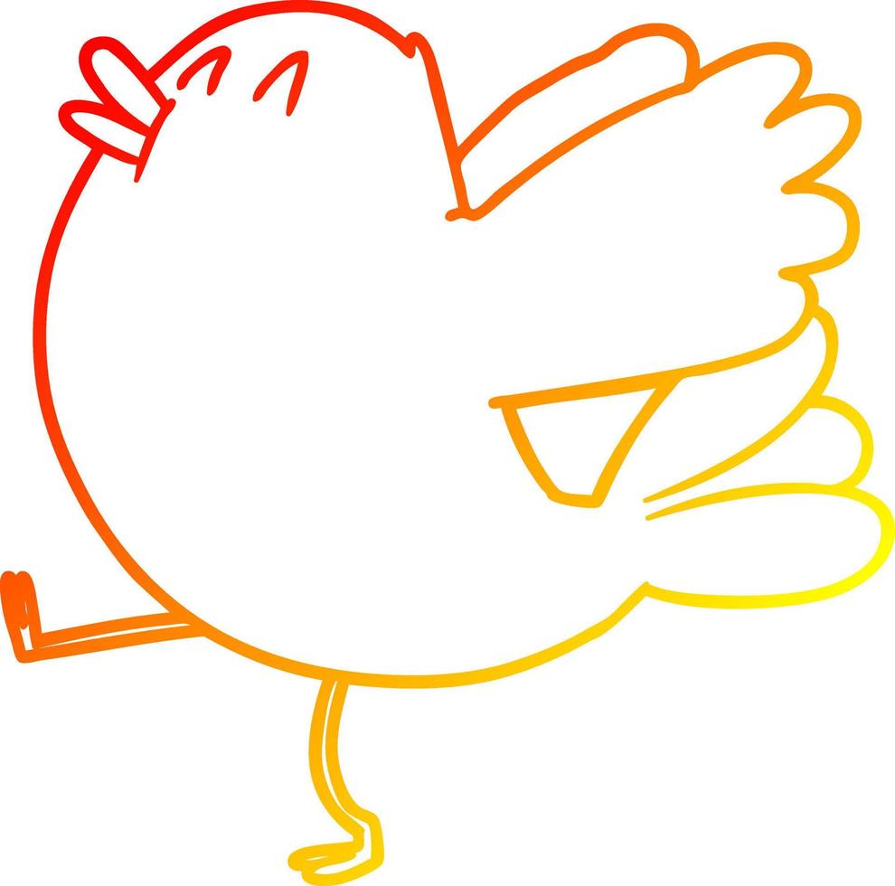 warme Gradientenlinie Zeichnung Cartoon flatternder Vogel vektor