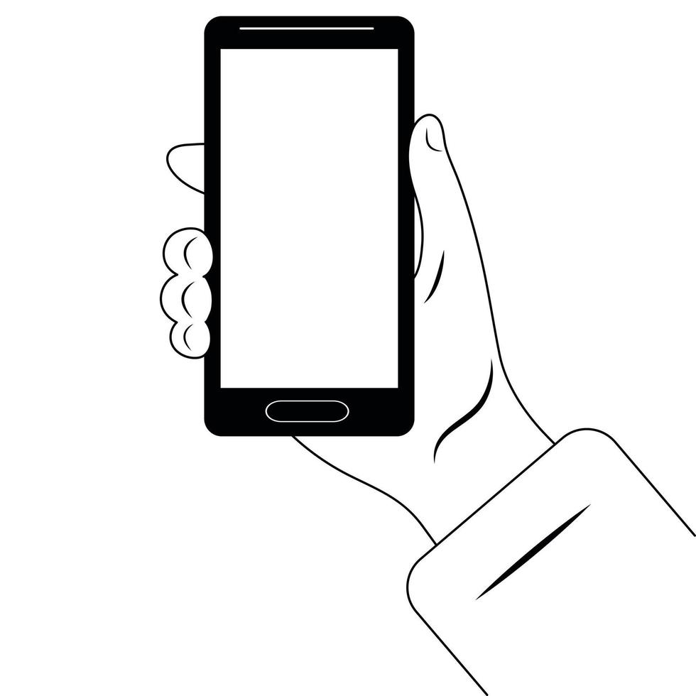 mobiltelefon i en mans hand. tittar på en film. platt vektor illustration.