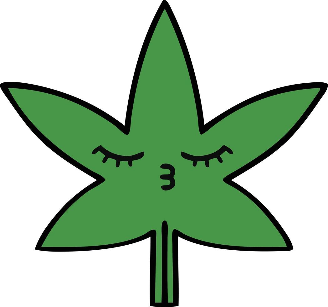 söt tecknad marijuana blad vektor