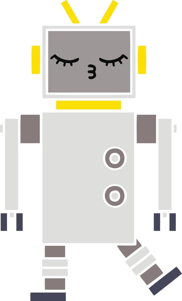 platt färg retro tecknad robot vektor