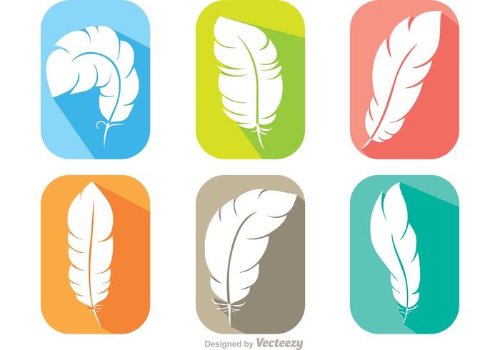 Flat Feather Icons Vektor Pack