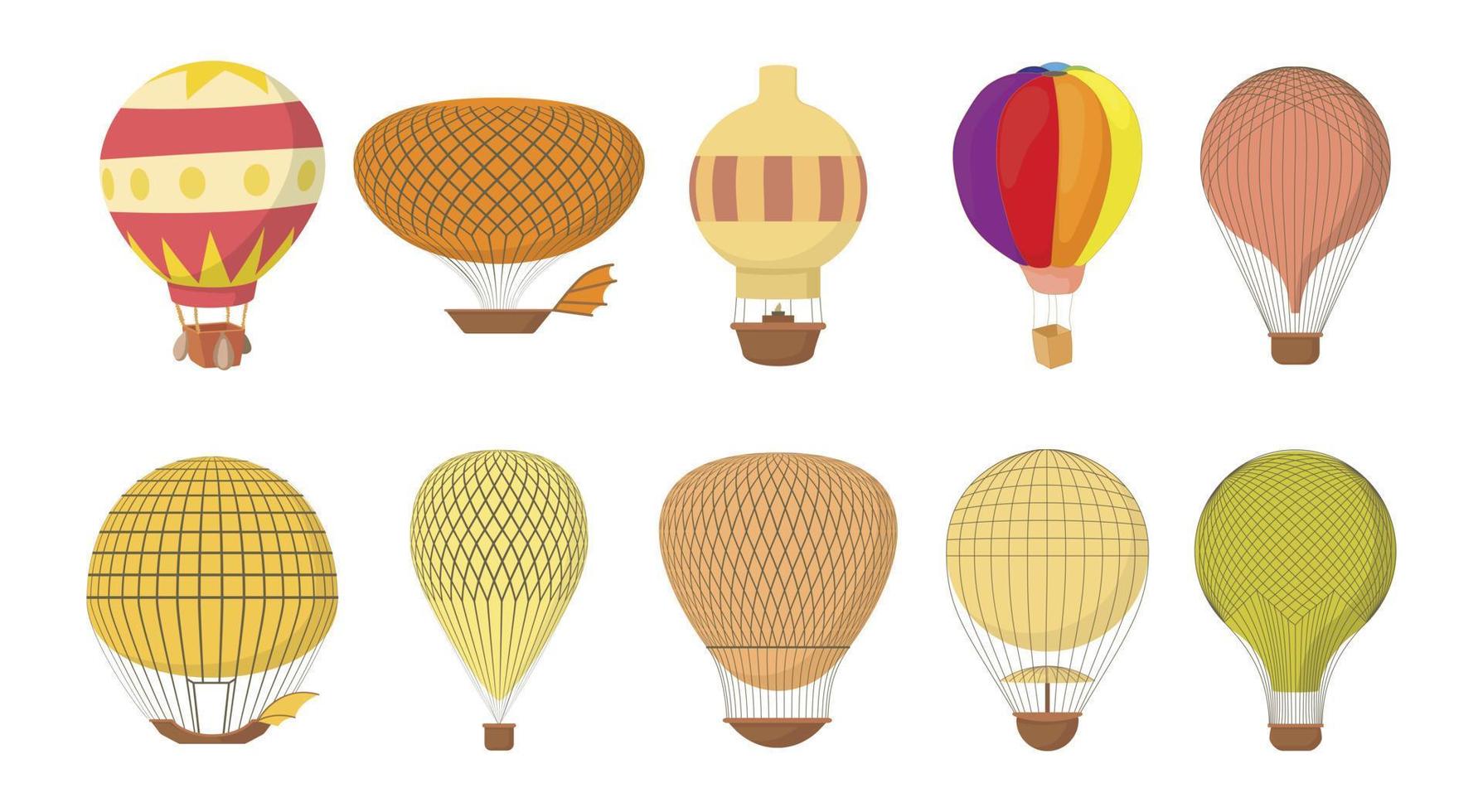 Luftballon-Icon-Set, Cartoon-Stil vektor