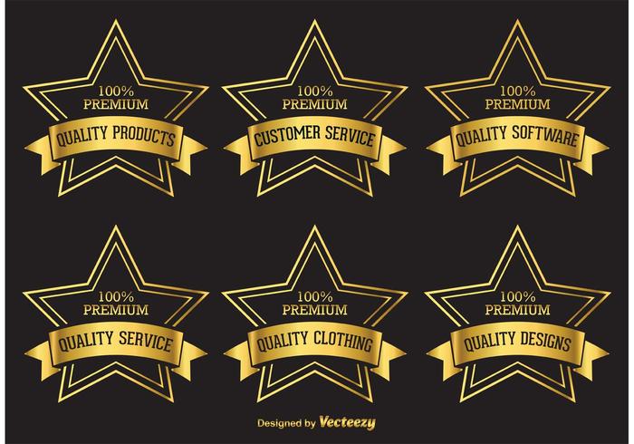 Premium Golden Star Etiketter vektor