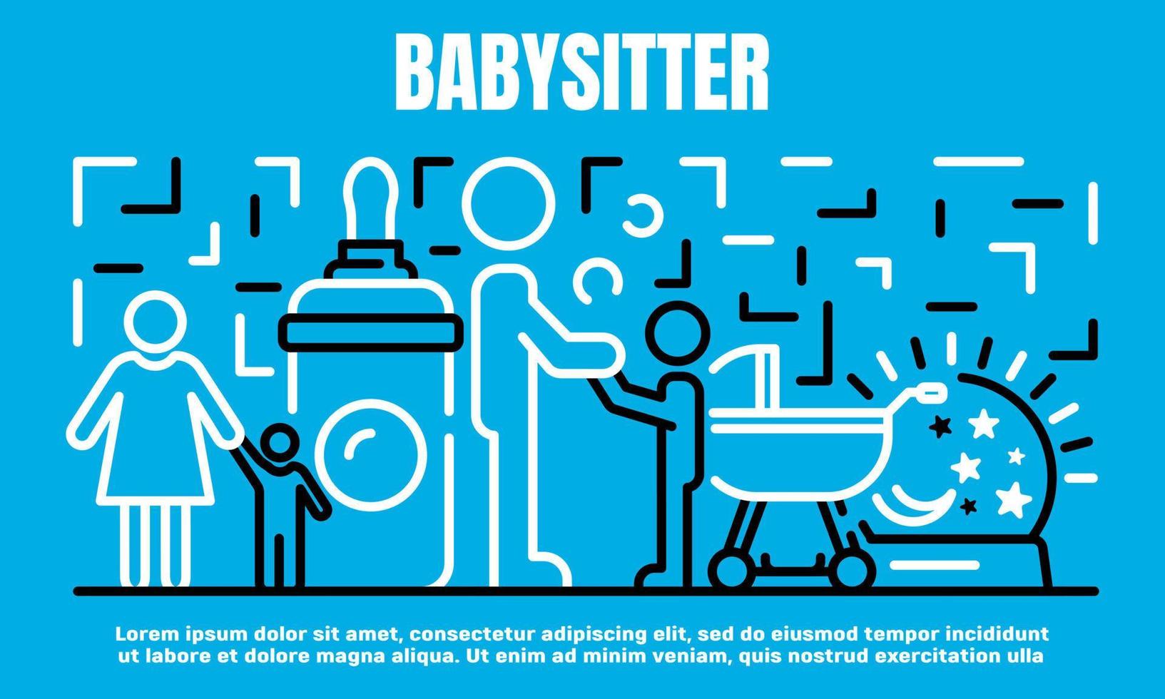 babysitter-banner, umrissstil vektor