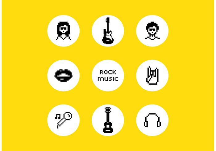 Gratis Vector Pixel Rock Musik Symboler