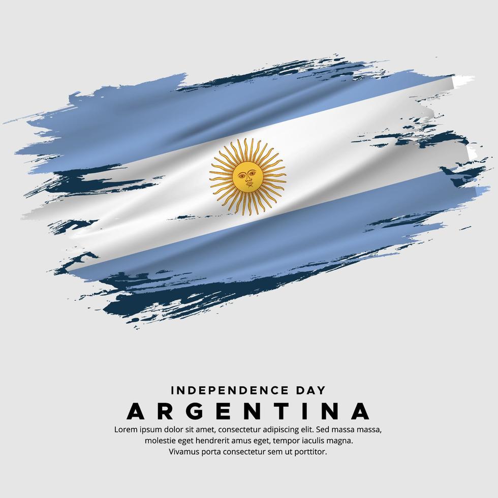 neues design des argentinischen unabhängigkeitstagvektors. Argentinien-Flagge mit abstraktem Pinselvektor vektor