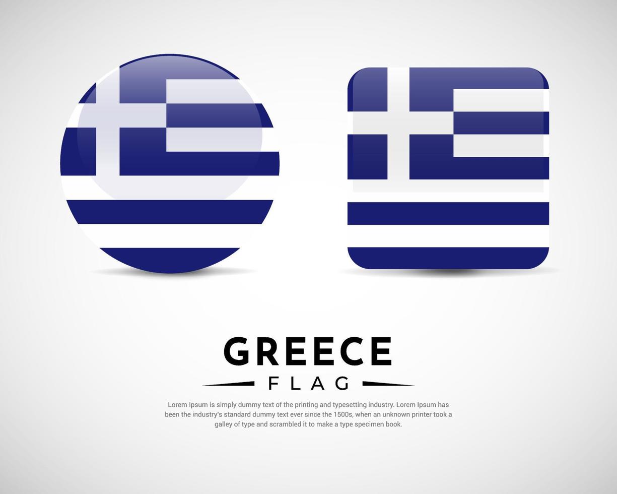 realistischer griechenland-flaggen-ikonenvektor. satz des griechenland-flaggenemblemvektors vektor