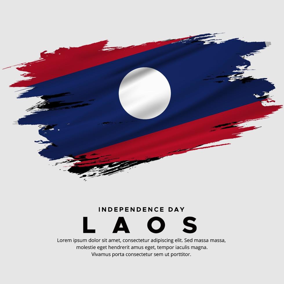 neues design des laos-unabhängigkeitstagvektors. Laos-Flagge mit abstraktem Pinselvektor vektor