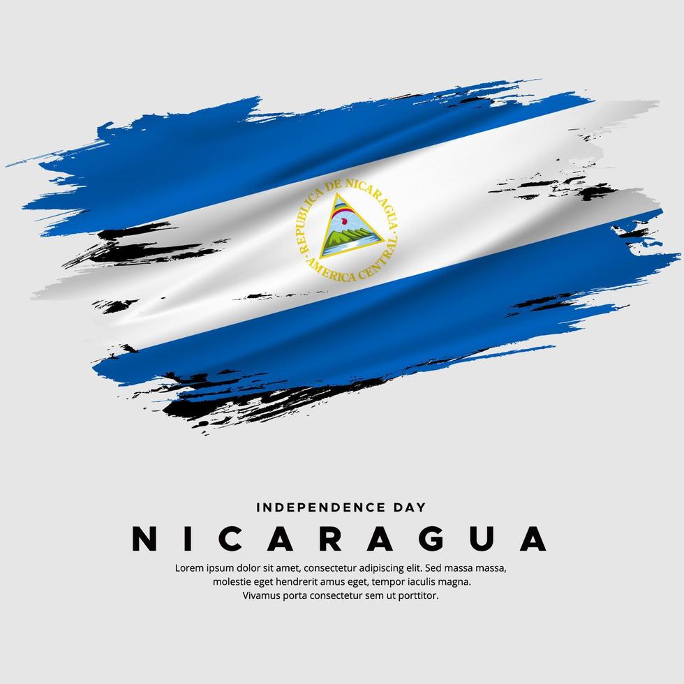 ny design av nicaragua självständighetsdagen vektor. nicaragua flagga med abstrakt borste vektor