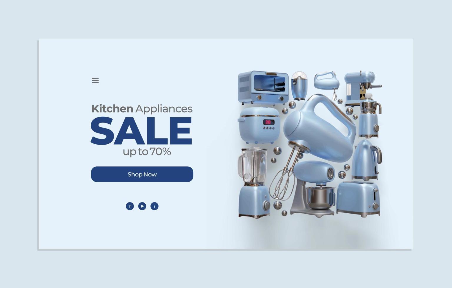 küchenverkaufswebseitenvorlage mit handmixer 3d illustration vektor