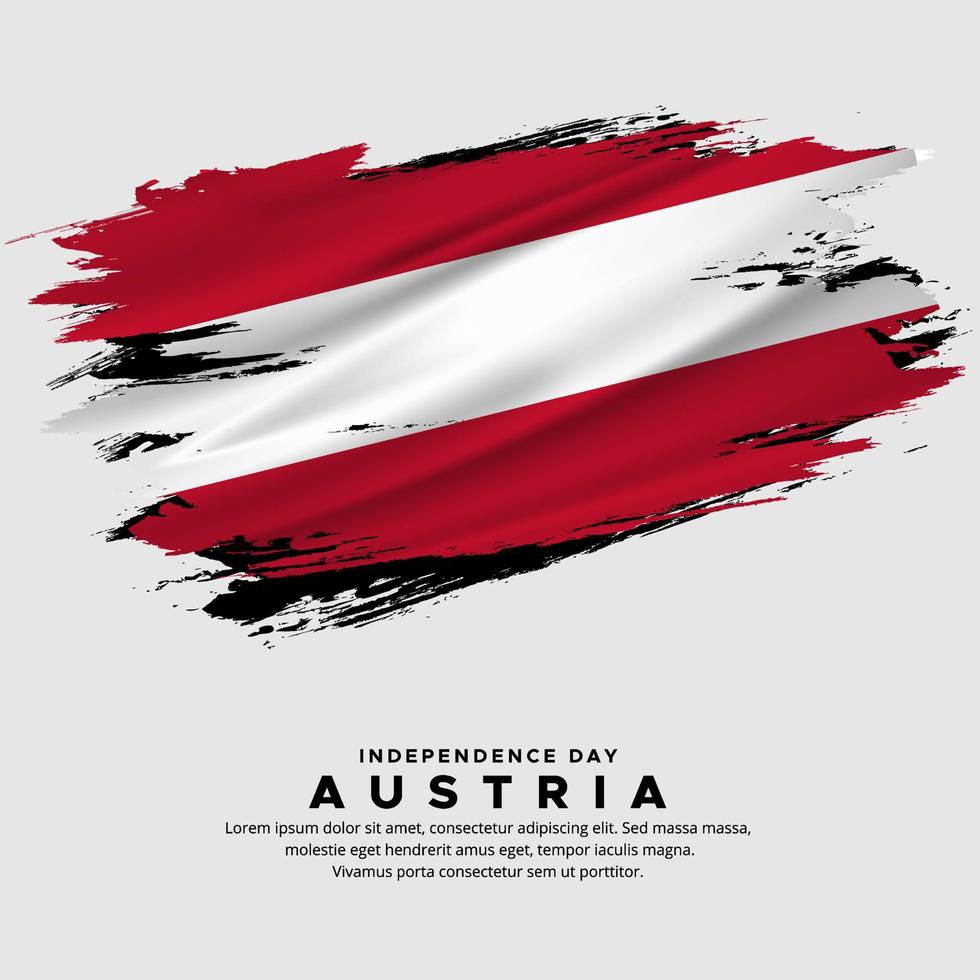 neues design des österreichischen unabhängigkeitstagvektors. Österreich-Flagge mit abstraktem Pinselvektor vektor